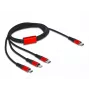 Kabel ładujący USB DeLOCK 3 w 1 USB Type-C na Lightning Micro USB USB Type-C 1 m czarny czerwony