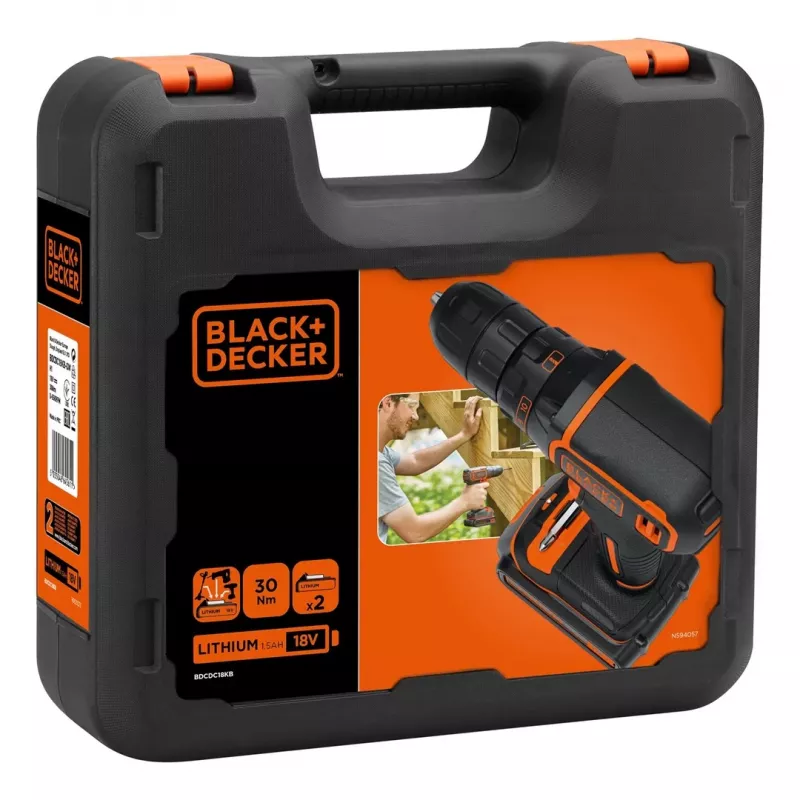 Czarny & Decker BDCDC18KB-QW, Wiertarka pistoletowa, 1 cm, 2.5 cm, 1 cm, 650 obr./min, 30 N·m