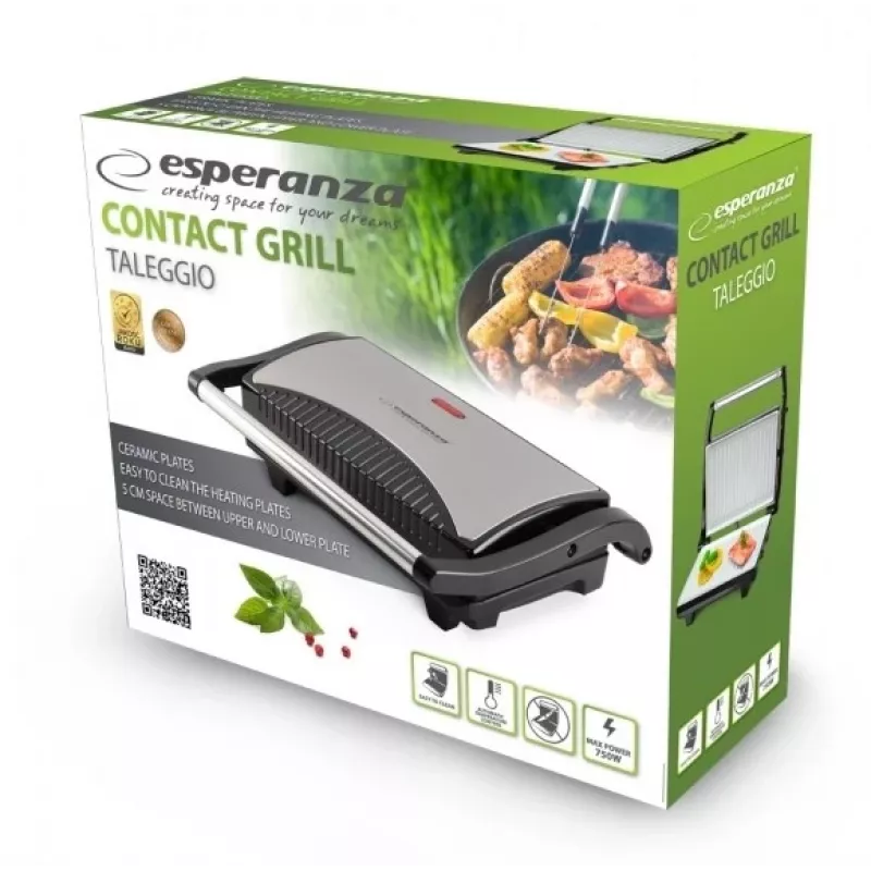 Grill elektryczny Esperanza EKG006 750W Stal nierdzewna/Czarny