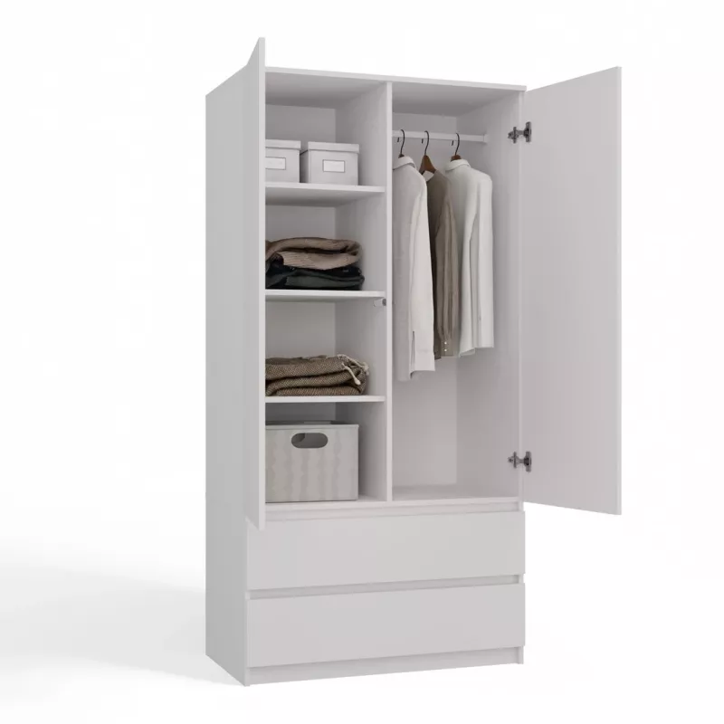 Szafa Top E Shop SZAFA MALWA B 5 półek 2 drzwi uchylne Biała 900×500×1800 mm