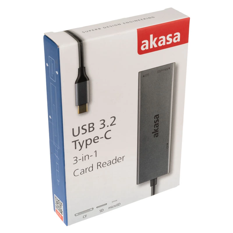 Czytnik kart Akasa AK-CR-09BK USB 2.0 Type-C szary