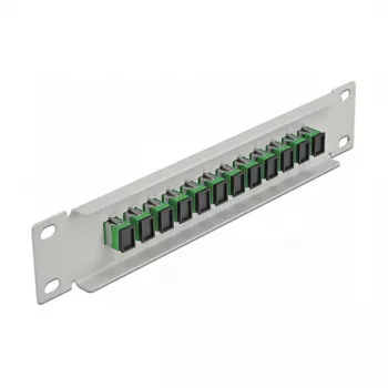 Patch panel światłowodowy DeLOCK 10 cali 12 portów SC Simplex zielony 1U szary