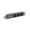 Jednostka dystrybucji zasilania LANBERG PDU-03E-0200-BK — 1U, 3x gniazda typu E, 220–250 V, 16 A, kabel 2 m, czarna