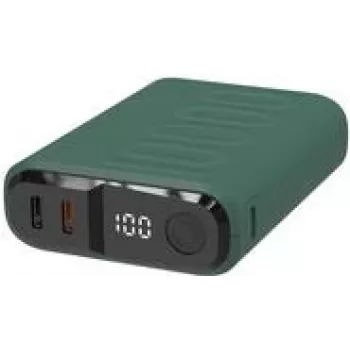 Powerbank RealPower PB-10000C PD+ 3x Type-C, ciemnozielony (458439)