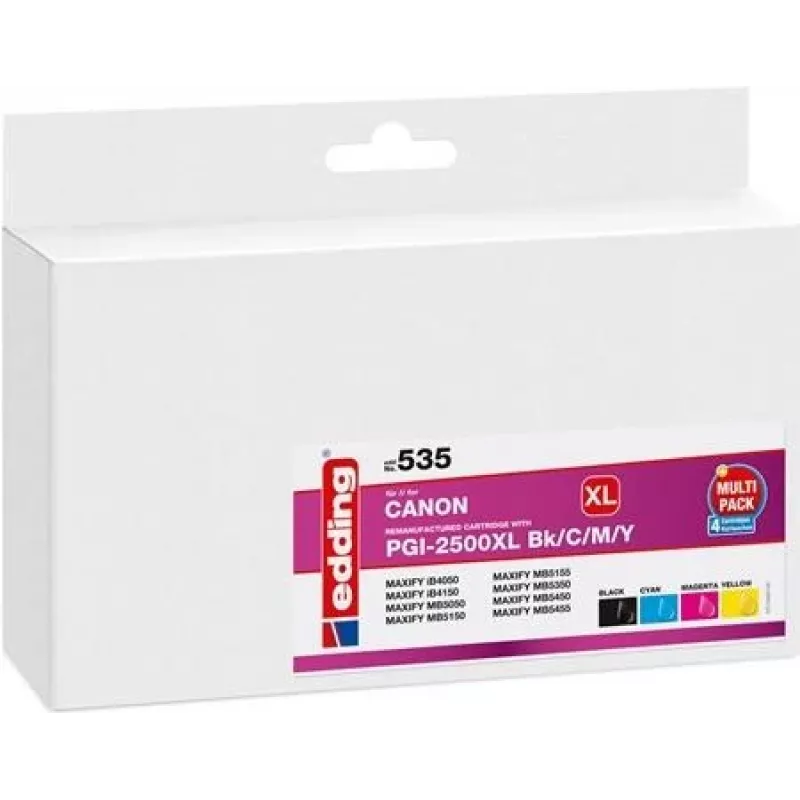 EDDING Tintenpatrone ersetzt Canon PGI-2500XL Bk/c/m/y Kompatibel Kombi-Pack Schwarz - Kompatibel - Tintenpatrone