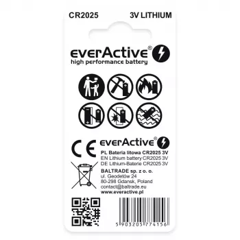 Mini bateria litowa everActive CR2025 - blister 2 szt.