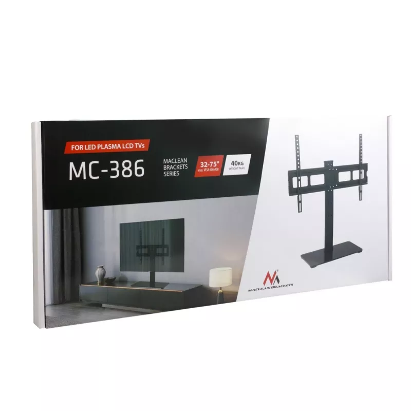 Podstawa pod telewizor MACLEAN MC-386 dla telewizorów 32–75 cali, do 40 kg, VESA 600x400 mm, obrotowa, wolnostojąca