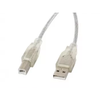 Kabel USB 2.0 LANBERG CA-USBA-12CC-0018-TR, USB A (męski) do USB B (męski), 1,8 m, przezroczysty