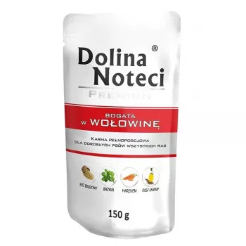 Mokra karma dla psa Dolina Noteci Beef Adult 150 g — 77% wilgotności, 12% białka, 6,5% tłuszczu