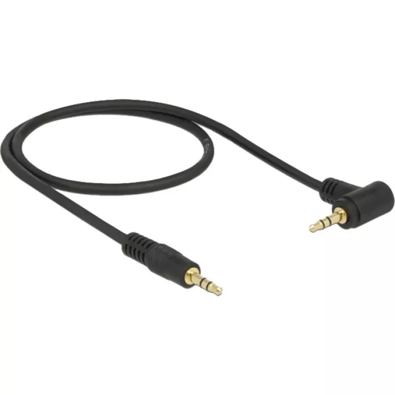 DeLOCK - Audiokabel - 24 AWG - Mini-Phone Stereo 3,5 mm (M) - Mini-Phone Stereo 3,5 mm (M) - 50cm - Schwarz - Verbindungsstück im 90°-Winkel (83752)