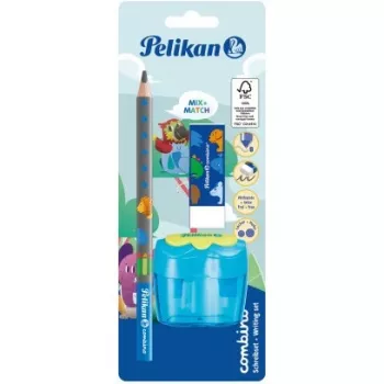 Zestaw ołówków do nauki Pelikan Combino BS, gumka, temperówka, niebieski (821605)