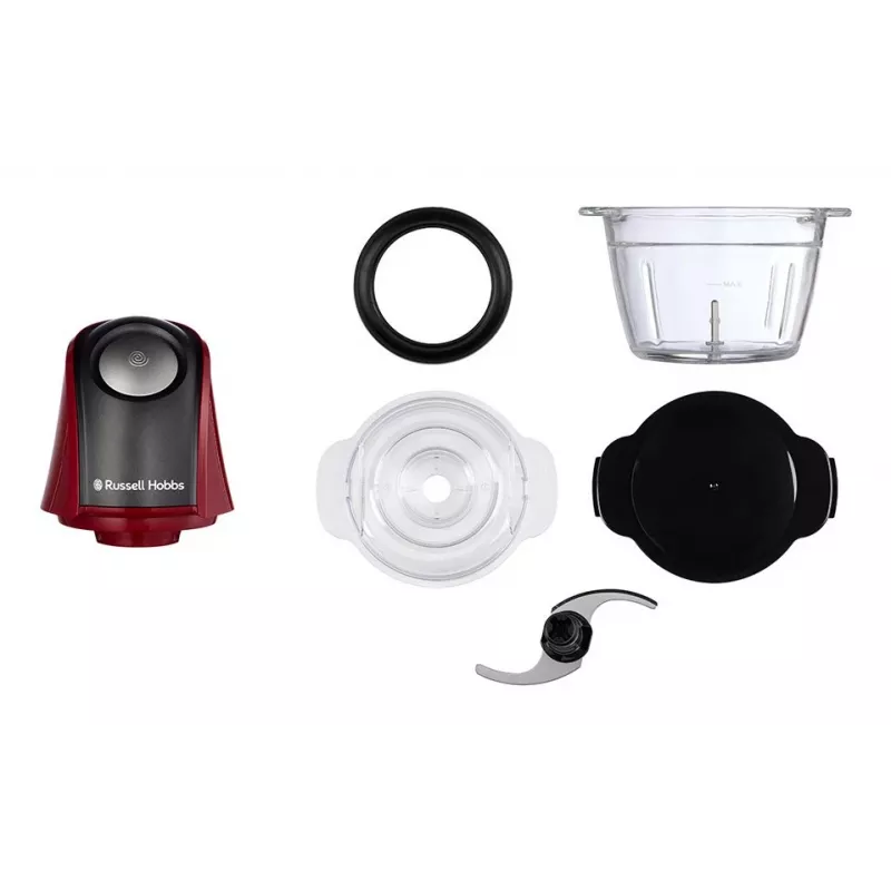 Russell Hobbs 27130-56 elektryczny siekacz do żywności 0,5 l 200 W Czarny, Czerwony, Przezroczysty