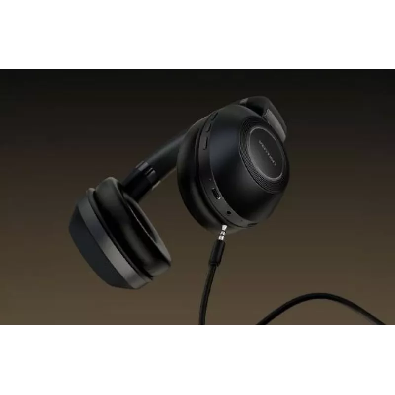 Zestaw słuchawkowy Vention NBBB0 SoundMate S11 — bezprzewodowe słuchawki nauszne Bluetooth 5.3, etui ładujące 400 mAh, do 20 godz., czarne
