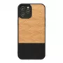 Etui Man and Wood do iPhone 12 / 12 Pro — jodełka nero czarne wykończenie