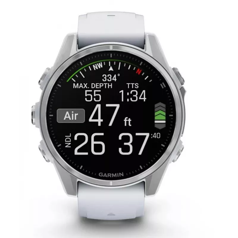 Garmin Fenix 8 3,3 cm (1,3 cala) AMOLED 43 mm Cyfrowy 416 x 416 pikseli Ekran dotykowy Srebrny Wi-Fi GPS (satelitarny)