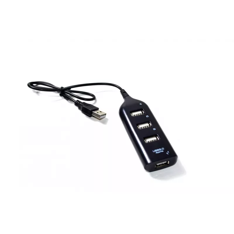 VAKOSS hub USB TC-234UX — 4-portowy hub USB 2.0, zasilanie DC (5V, 1A), czarny