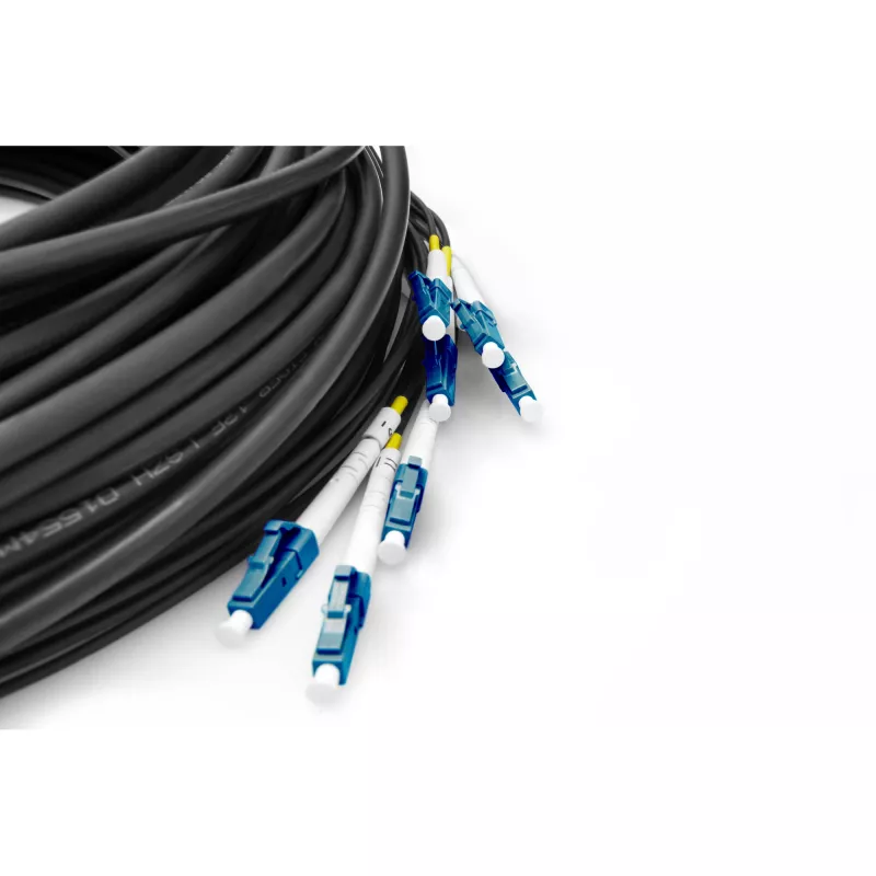 Gotowy kabel światłowodowy typu breakout uniwersalny DIGITUS, jednomodowy OS2, 8 włókien, LC/UPC, 75 m