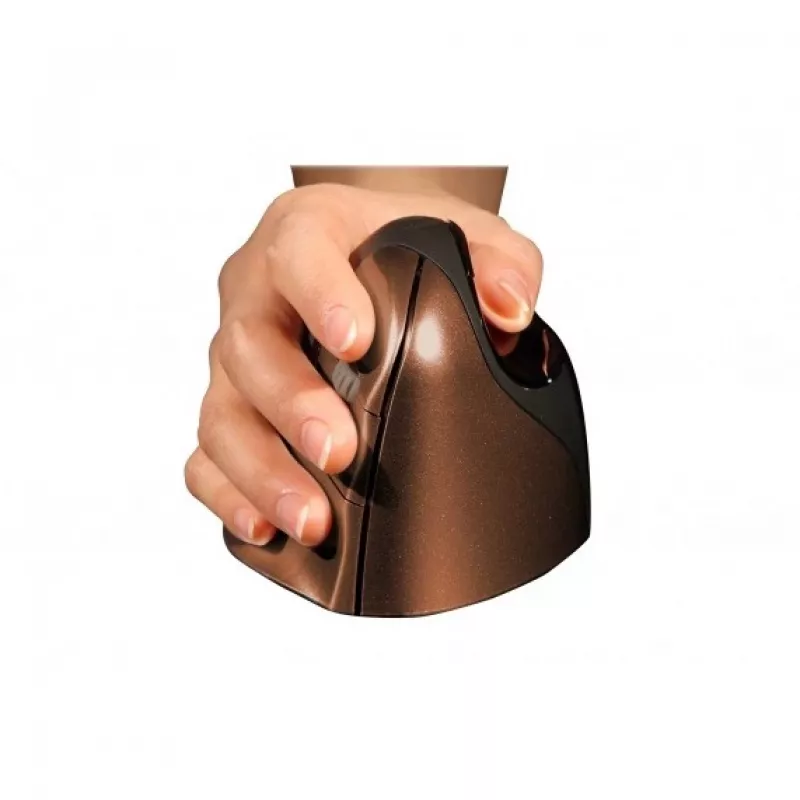 BakkerElkhuizen Evoluent 4 Small Wireless, Prawa ręka, Pionowa konstrukcja, Laser, RF Wireless, 2600 DPI, Czarny, Brązowy