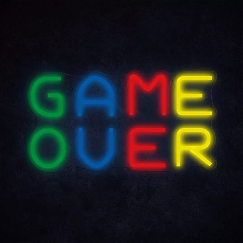 Neon MANTA SNL102MT — podświetlana dekoracja ścienna w stylu “Game Over”, efekt neonu LED podłączany do gniazdka
