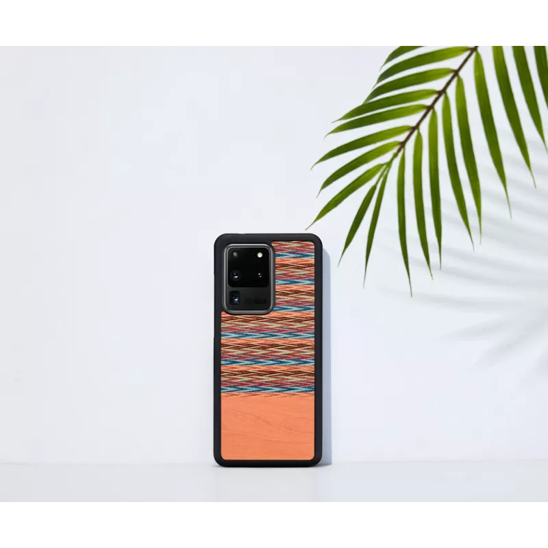 Etui na telefon man and wood do Samsung Galaxy S20 Ultra — brązowa krata z czarnymi wykończeniami