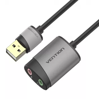 Karta dźwiękowa zewnętrzna USB Vention 0,15M Szary Metalowy Typ