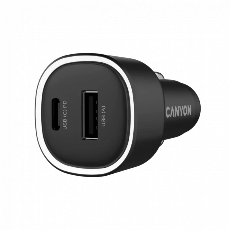 Ładowarka samochodowa CANYON OnDrive 48 PD 48W USB-A+USB-C Czarna