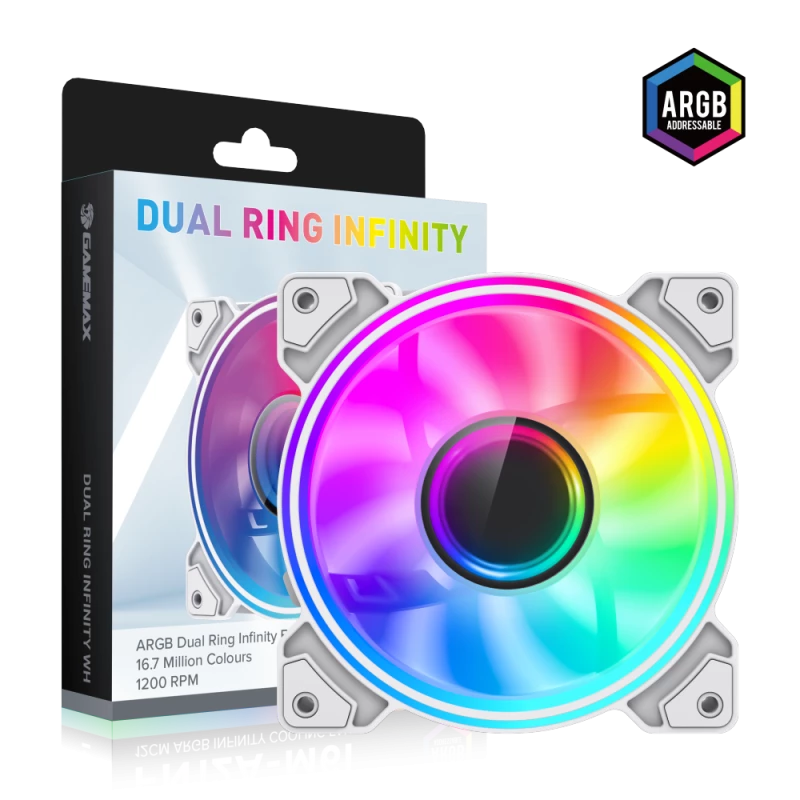 Gamemax | Wentylator obudowy | DUAL RING INFINITY | Biały