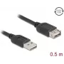 Kabel USB A na USB A DELOCK 81511 — USB 2.0, 0,5 m, czarny, pozłacane styki