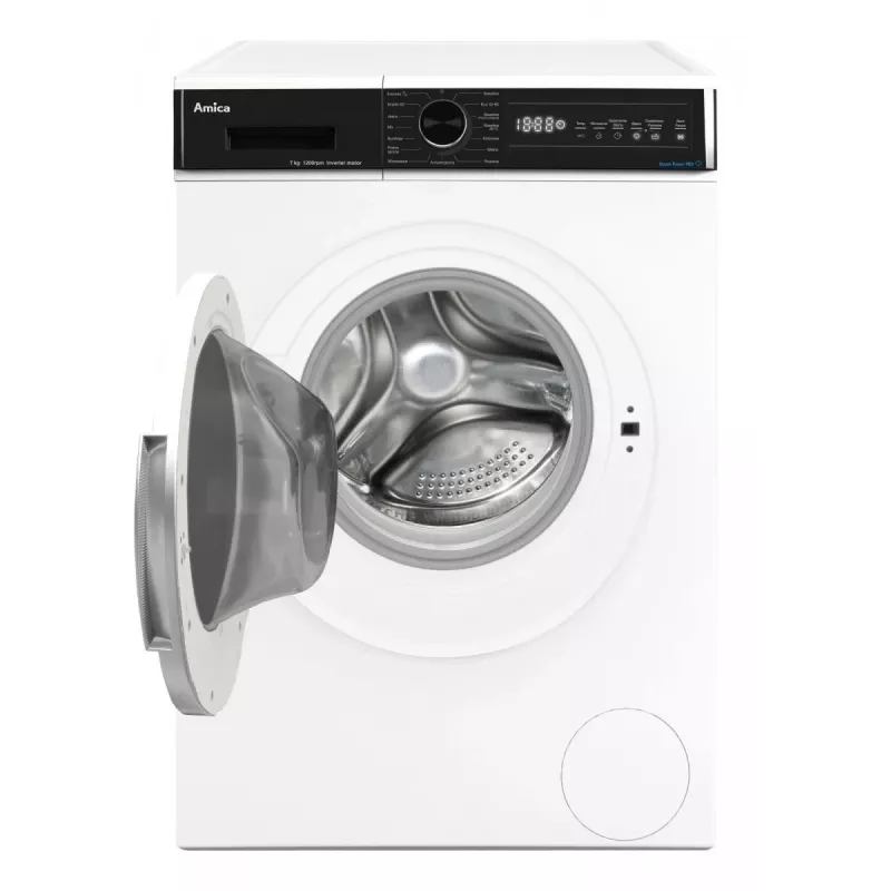 Pralka wolnostojąca AMICA WA3S712BLiSHB, 7 kg, 1200 obr./min, 2100 W, wyświetlacz LED, czarne drzwi