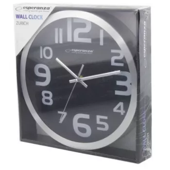 Wall clock Esperanza EHC013K Zurich Czarny Quartz Oval 25 cm, aluminiowa rama, grubość 4 cm