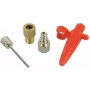 FISCHER Zestaw adapterów 85618 — metalowe adaptery pompki (czerwone) do rowerów i hulajnóg