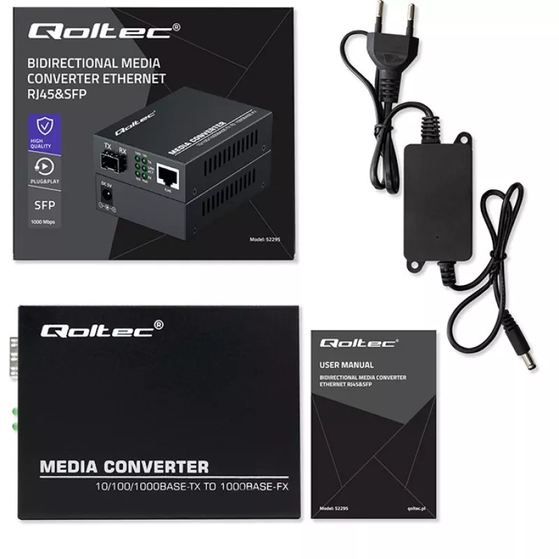 Konwerter mediów PRZEŁĄCZNIK Ethernet 1x RJ45 1x SFP