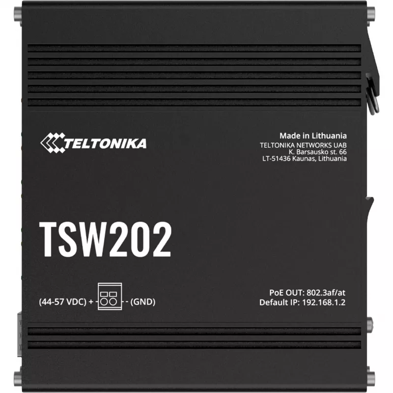 Teltonika TSW202 Zarządzalny przełącznik L2 Gigabit Ethernet (10/100/1000) Power over Ethernet (PoE) Aluminium, Niebieski