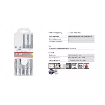 Zestaw wierteł udarowych Bosch PRO SDS plus-5X, 5-częściowy (SDS-plus)