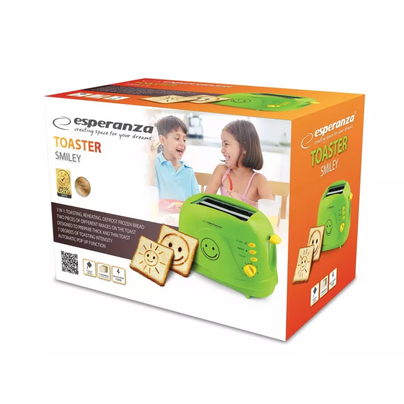 Esperanza EKT003 Smiley toster, 750 W, zielony