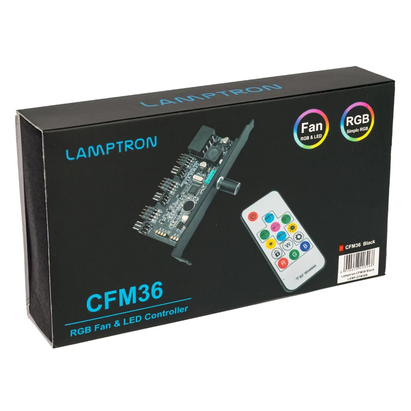 Kontroler wentylatorów i oświetlenia RGB Lamptron CFM36 na slot PCI, czarny