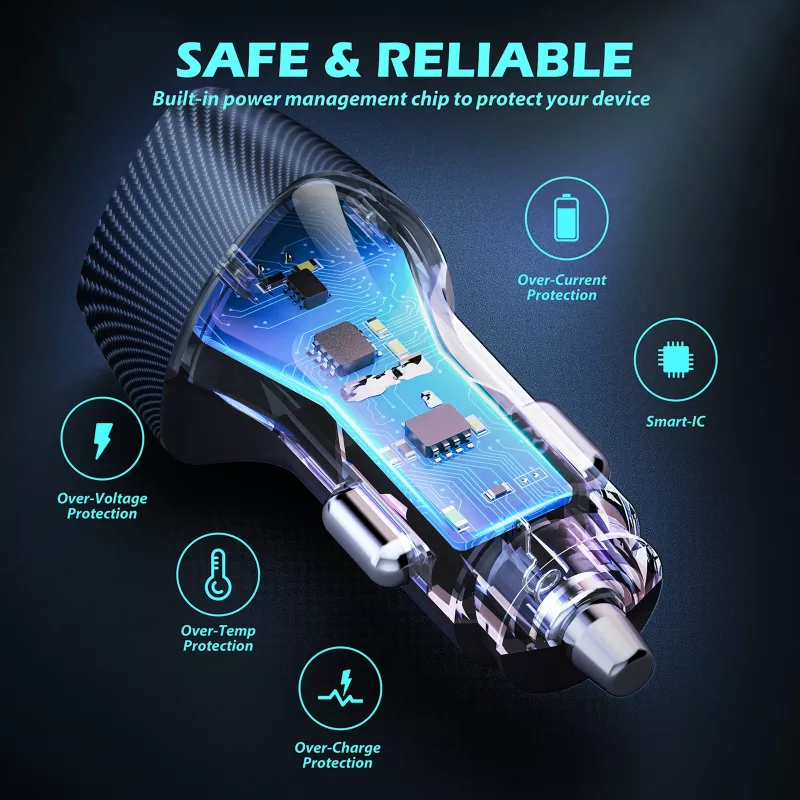 Ładowarka samochodowa Tellur FCC10 38W 6A PD20W QC3.0 — adapter zasilania pojazdu USB-C i USB-A
