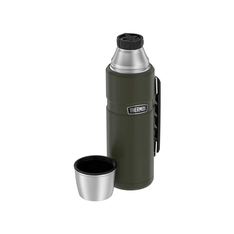 Termiczna butelka THERMOS TH-170028 470 ml, izolowana próżniowo stal nierdzewna, zielona armia, 24 h gorące/zimne