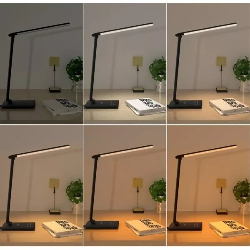 Lampa biurkowa LED Aukey LT-T10 12 W 3000–6500 K — regulowana temperatura barwowa, czarna