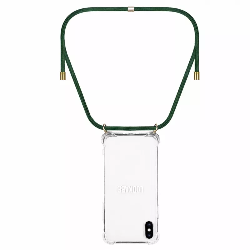 Etui na telefon na szyję Lookabe do iPhone X / Xs — złote z zielonym paskiem