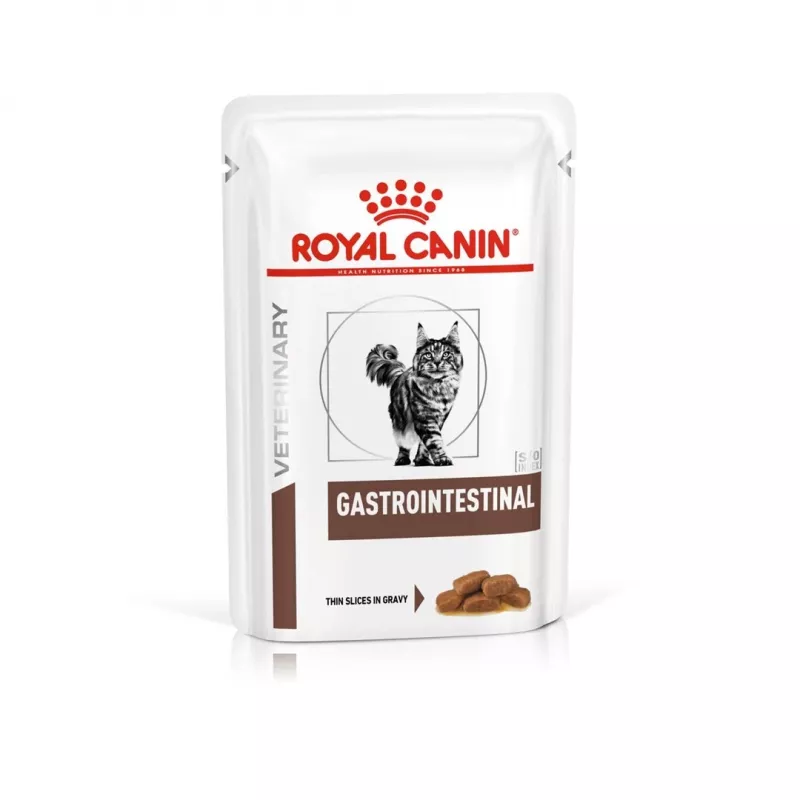 Mokra karma dla kota Royal Canin Gastrointestinal saszetka 85 g — mięso, 12 x 85 g, dorosłe koty, na problemy żołądkowo-jelitowe