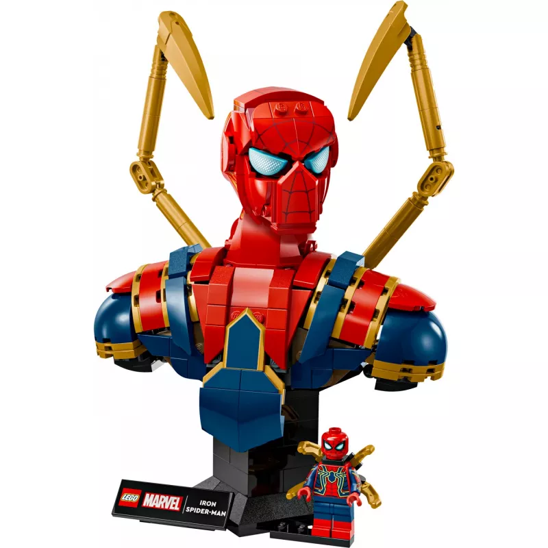 LEGO Marvel popiersie kolekcjonerskie Iron Spider-Man 76326, 379 elementów, model ekspozycyjny 18+, 170×200×110 mm
