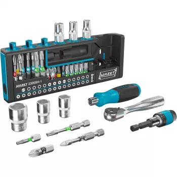 Hazet Bit Set 2300SH-1 — 39-częściowy zestaw bitów płaskich, Phillips, Pozidriv, sześciokątnych i Torx