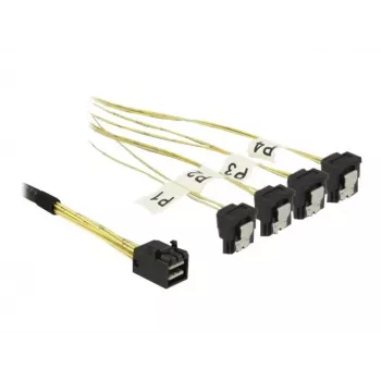 Kabel SCSI DeLOCK 85685 Czarny Żółty 1 m 1 x Mini SAS HD SFF-8643 4 x SATA 7 pin
