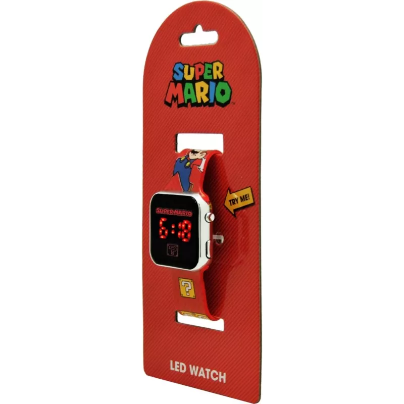 Dziecięcy zegarek na rękę Euroswan LED Super Mario – cyfrowy, czerwony, z wyświetlaczem LED