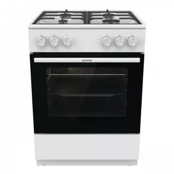 Wolnostojąca kuchenka gazowa Gorenje GG6A10WFFM, biała, płyta 4-palnikowa, piekarnik gazowy 72 L, przednie pokrętła sterujące