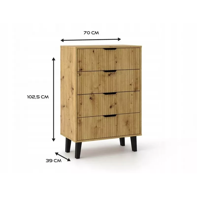 SCANDI 4S cienki dąb ARTISAN komoda