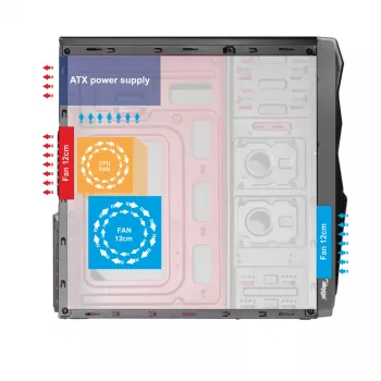 Obudowa PC Akyga AK13BK Micro Tower, ATX / Micro ATX / Mini ITX, 2x USB 3.0, siatkowy front, bez zasilacza, czarna