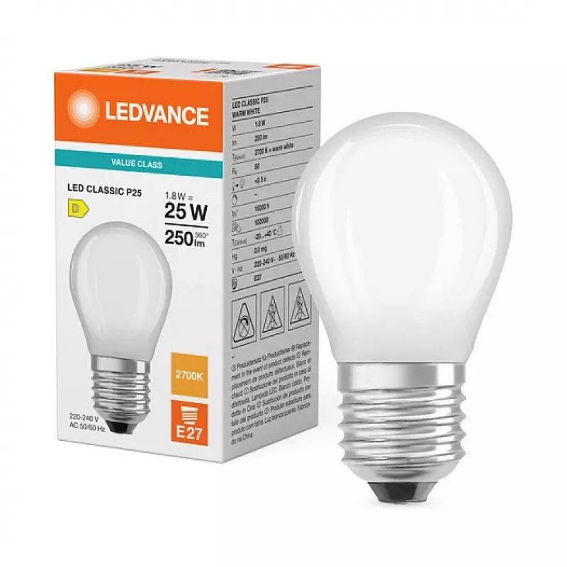 Osram LED Classic P 25 Filament P 1,8 W 827 matowe E27 lampy LED, klasyczna mini