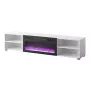 Szafka pod telewizor cama meble POLO 180x33x39 cm z kominkiem elektrycznym 1400–1600 W, laminowana, biała/czarna